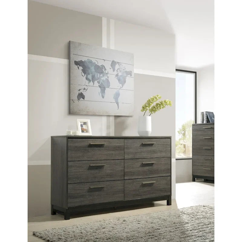 Roundhill Furniture Ioana Antique Grey Wood 5-piece King Size Bedroom Set