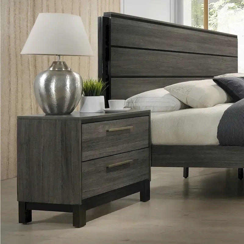 Roundhill Furniture Ioana Antique Grey Wood 5-piece King Size Bedroom Set