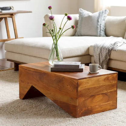 Asma Modern Angular Wooden Coffee Table - 15 H x 39 W x 22 D