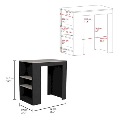TUHOME Portree Kitchen Island with 3 Side Shelves