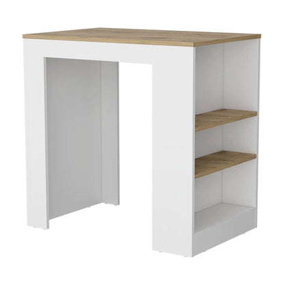 TUHOME Portree Kitchen Island with 3 Side Shelves