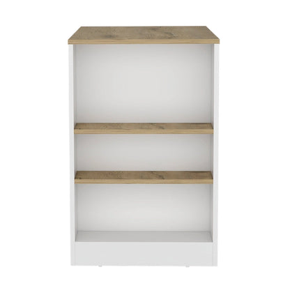 TUHOME Portree Kitchen Island with 3 Side Shelves