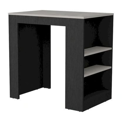 TUHOME Portree Kitchen Island with 3 Side Shelves