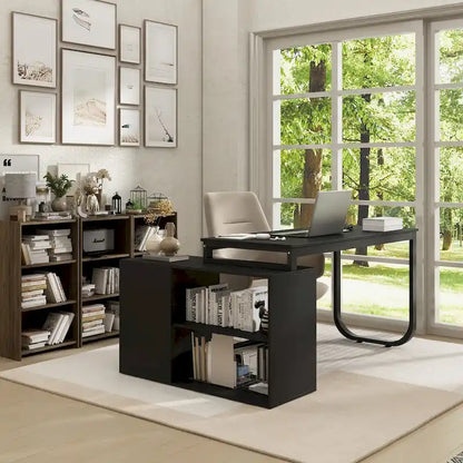 55-inch Timechee L-shaped Storage Computer Desk