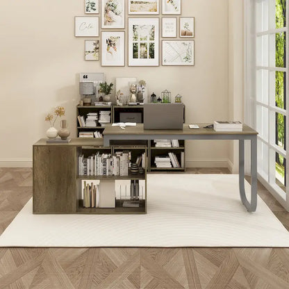 55-inch Timechee L-shaped Storage Computer Desk