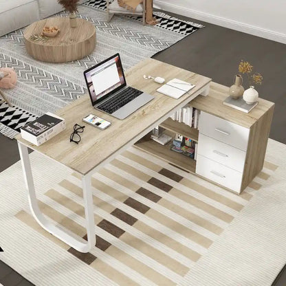 55-inch Timechee L-shaped Storage Computer Desk