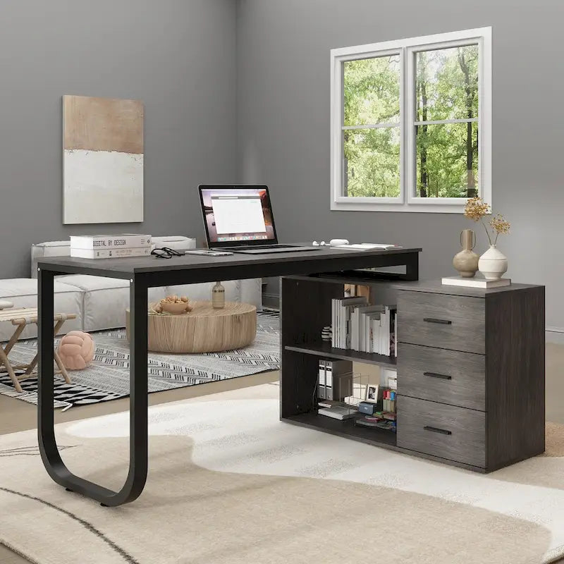55-inch Timechee L-shaped Storage Computer Desk