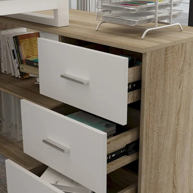 55-inch Timechee L-shaped Storage Computer Desk