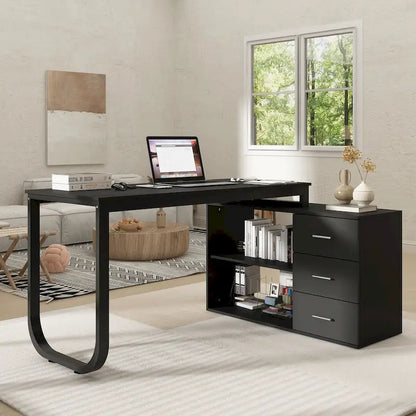 55-inch Timechee L-shaped Storage Computer Desk