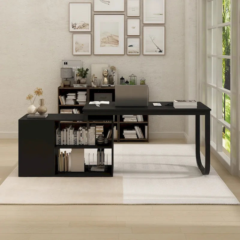 55-inch Timechee L-shaped Storage Computer Desk