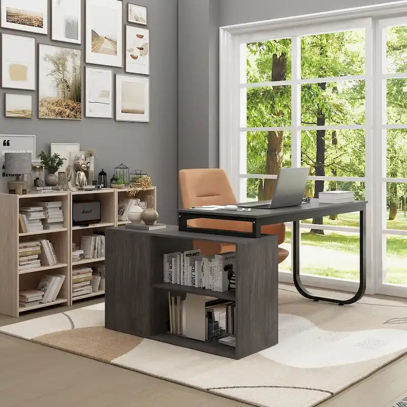 55-inch Timechee L-shaped Storage Computer Desk