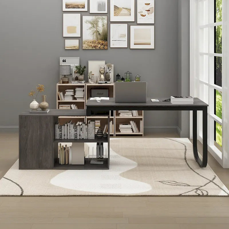 55-inch Timechee L-shaped Storage Computer Desk