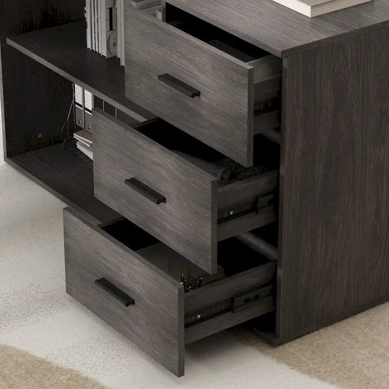 55-inch Timechee L-shaped Storage Computer Desk