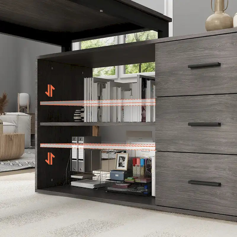 55-inch Timechee L-shaped Storage Computer Desk