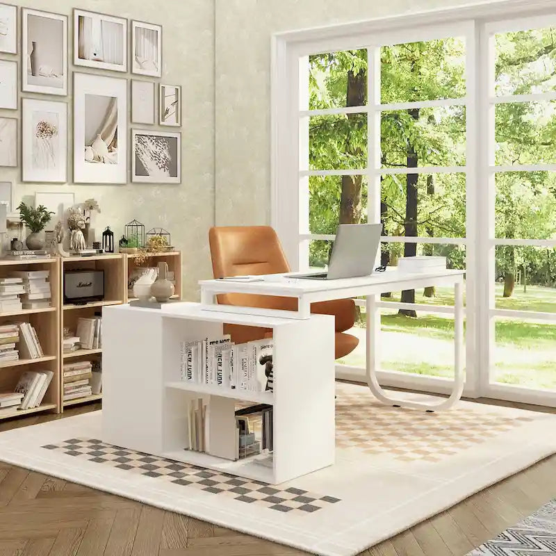 55-inch Timechee L-shaped Storage Computer Desk