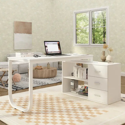 55-inch Timechee L-shaped Storage Computer Desk