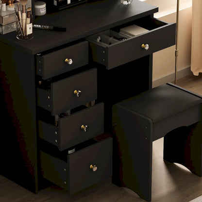 31.5  Wide Makeup Vanity Set with Stool and Mirror Dress Up Desk - 31.5 W