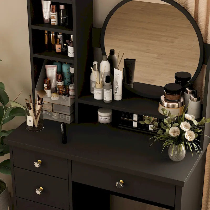 31.5  Wide Makeup Vanity Set with Stool and Mirror Dress Up Desk - 31.5 W
