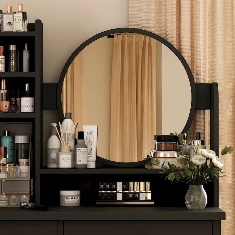31.5  Wide Makeup Vanity Set with Stool and Mirror Dress Up Desk - 31.5 W