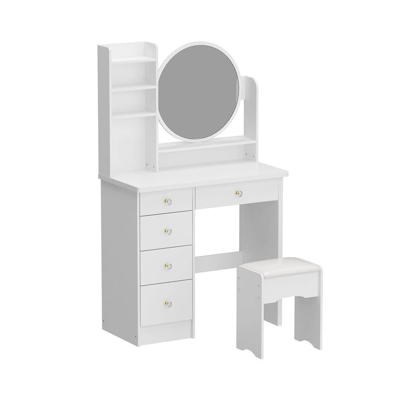 31.5  Wide Makeup Vanity Set with Stool and Mirror Dress Up Desk - 31.5 W