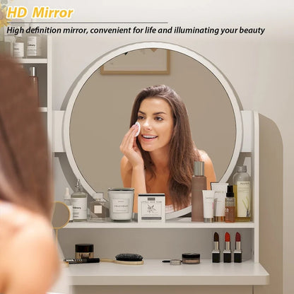 31.5  Wide Makeup Vanity Set with Stool and Mirror Dress Up Desk - 31.5 W