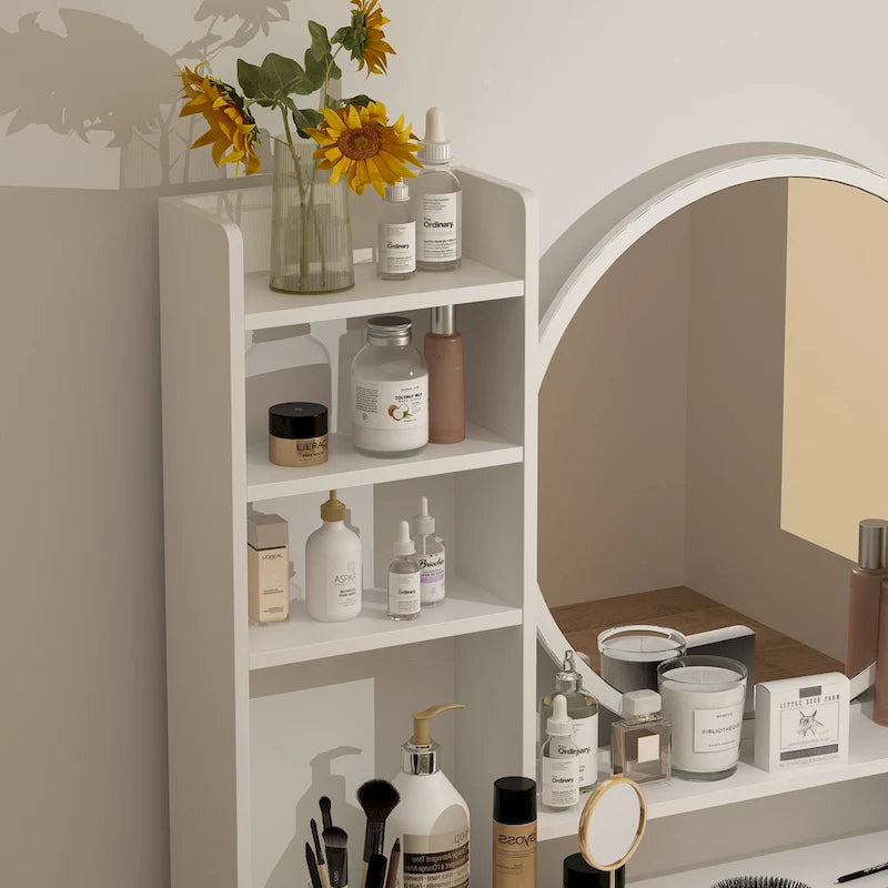 31.5  Wide Makeup Vanity Set with Stool and Mirror Dress Up Desk - 31.5 W