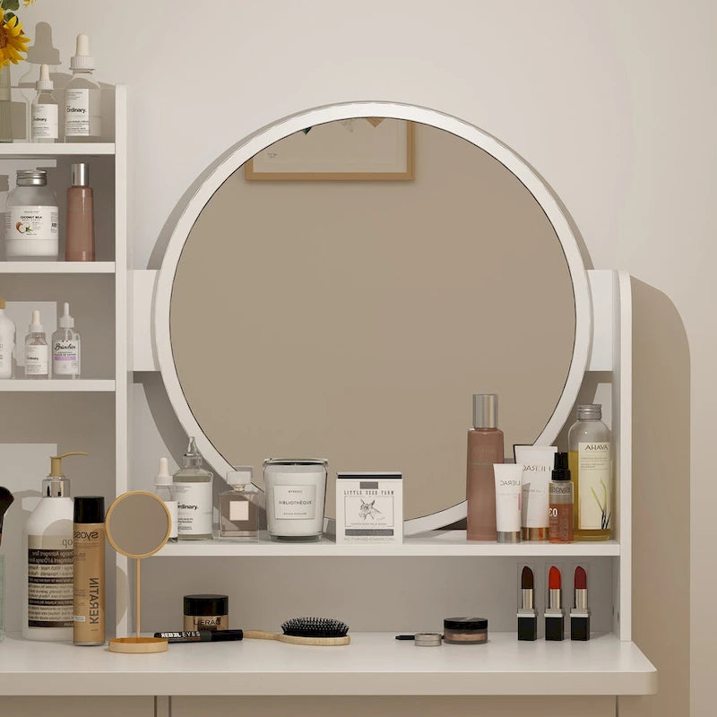 31.5  Wide Makeup Vanity Set with Stool and Mirror Dress Up Desk - 31.5 W
