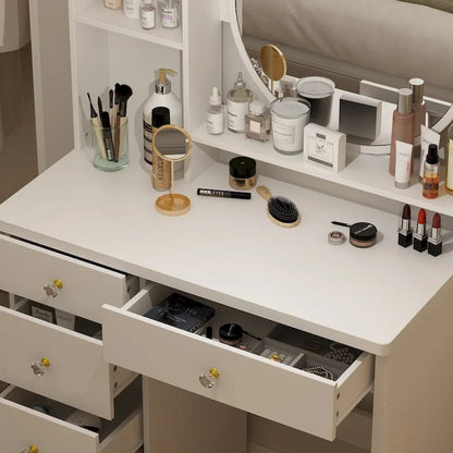 31.5  Wide Makeup Vanity Set with Stool and Mirror Dress Up Desk - 31.5 W