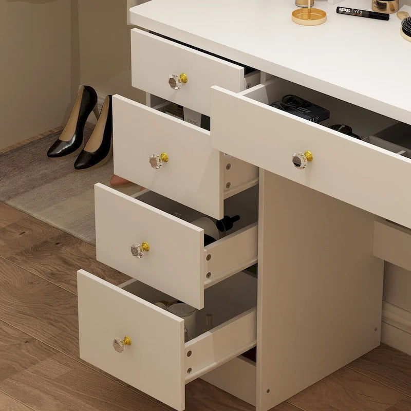 31.5  Wide Makeup Vanity Set with Stool and Mirror Dress Up Desk - 31.5 W