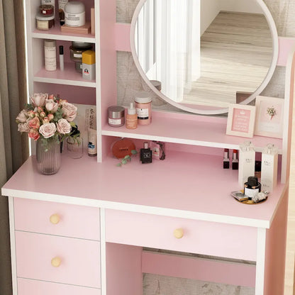 31.5  Wide Makeup Vanity Set with Stool and Mirror Dress Up Desk - 31.5 W