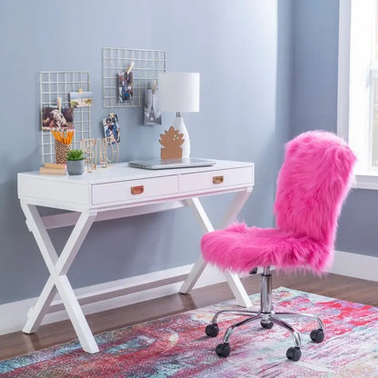 Poppy White X-base Writing Desk