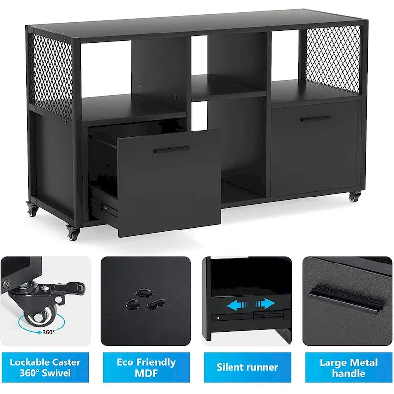 Large Lateral File Cabinets Mobile Filing Cabinet for Home Office