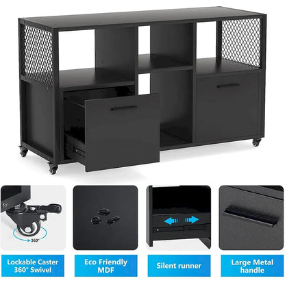 Large Lateral File Cabinets Mobile Filing Cabinet for Home Office