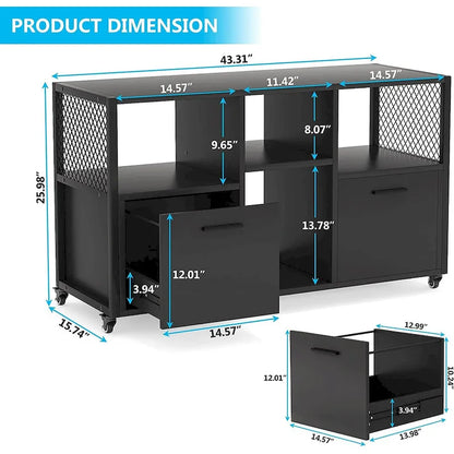 Large Lateral File Cabinets Mobile Filing Cabinet for Home Office