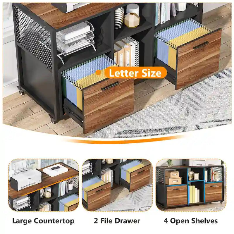 Large Lateral File Cabinets Mobile Filing Cabinet for Home Office