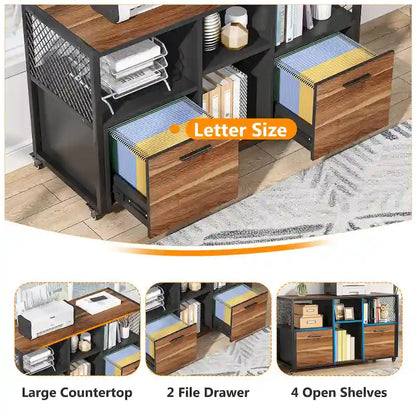 Large Lateral File Cabinets Mobile Filing Cabinet for Home Office