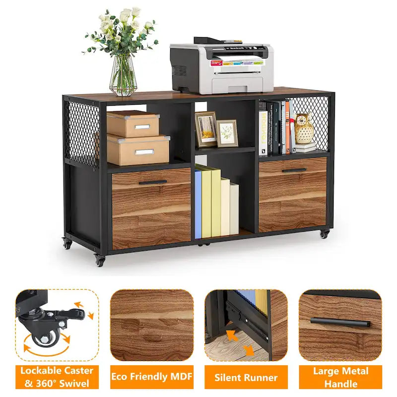 Large Lateral File Cabinets Mobile Filing Cabinet for Home Office