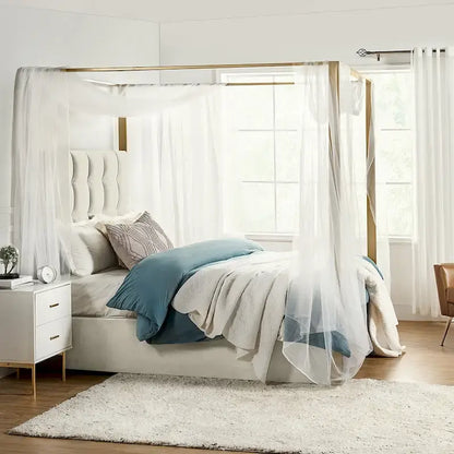 Milton Contemporary Upholstered Queen Size Canopy Bed by HULALA HOME