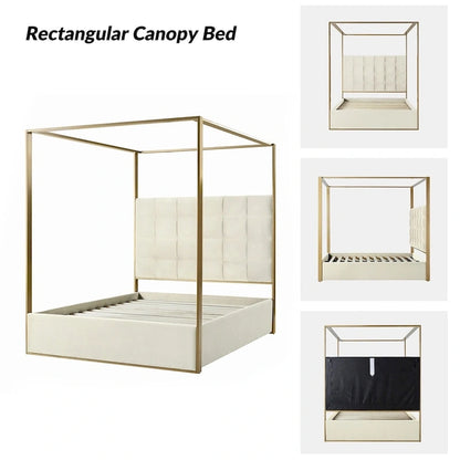 Milton Contemporary Upholstered Queen Size Canopy Bed by HULALA HOME