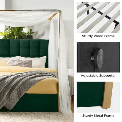 Milton Contemporary Upholstered Queen Size Canopy Bed by HULALA HOME