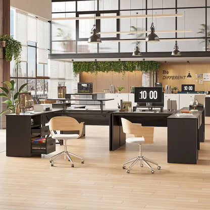 55.7  Uplift L Shaped Computer Desk with Drawers & Monitor Stand