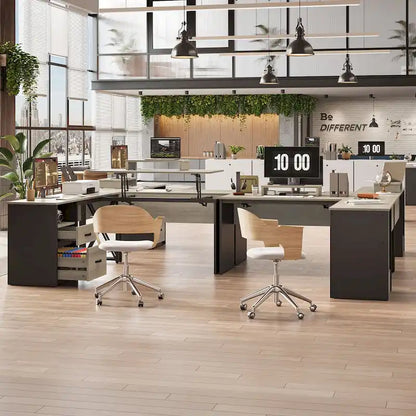 55.7  Uplift L Shaped Computer Desk with Drawers & Monitor Stand