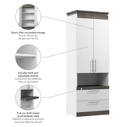 Orion Tall Storage Cabinet with Drawers and Pull-Out Shelf by Bestar