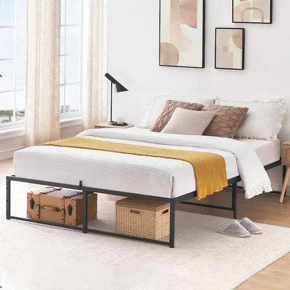 Bed Frame , No Box Spring Needed, with 14 inch Storage, Load Up to 800Lbs