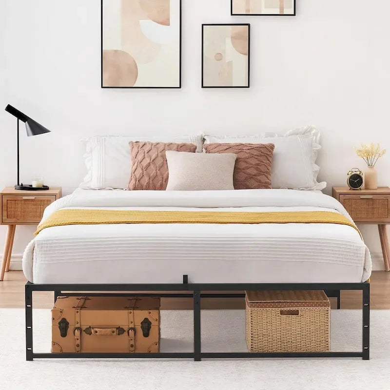 Bed Frame , No Box Spring Needed, with 14 inch Storage, Load Up to 800Lbs