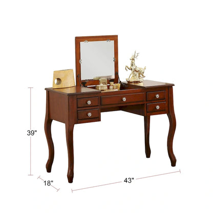 Flip Up Mirror Vanity Set with Stool