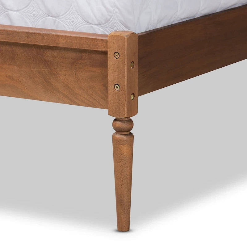Neilan Modern and Contemporary Walnut Brown Finished Wood Platform Bed