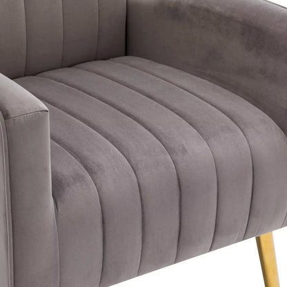 Velvet Comfy Accent Chair Cozy Arm Chair with Wingback and Gold Metal Legs