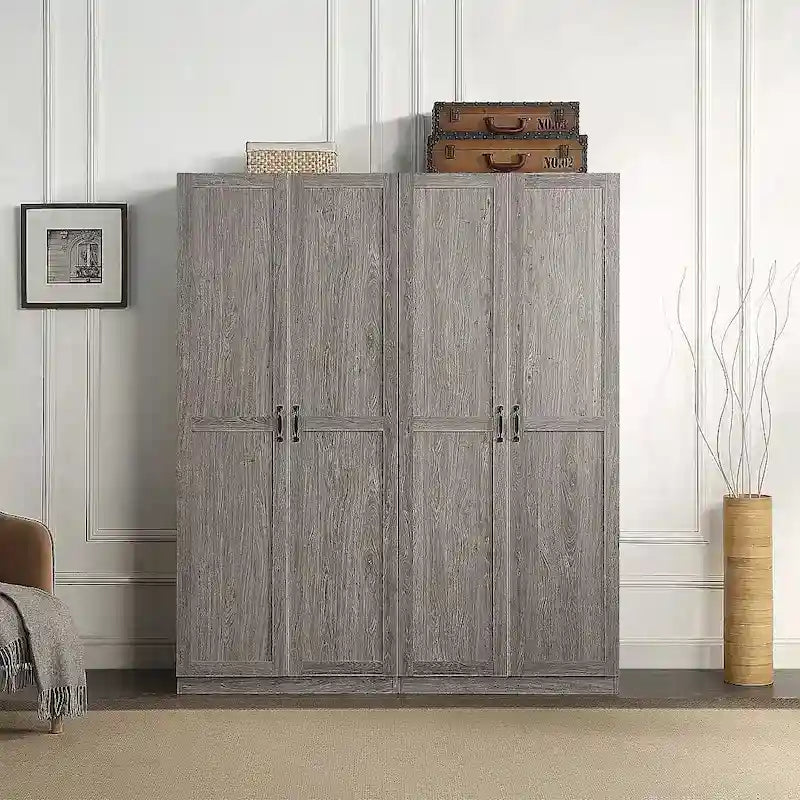 Manhattan Comfort Hopkins Modern 7 Shelf Freestanding Storage Closet Set of 2