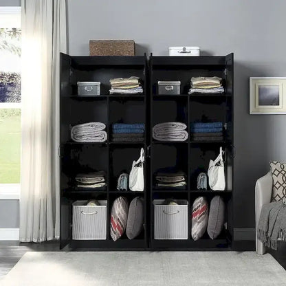 Manhattan Comfort Hopkins Modern 7 Shelf Freestanding Storage Closet Set of 2